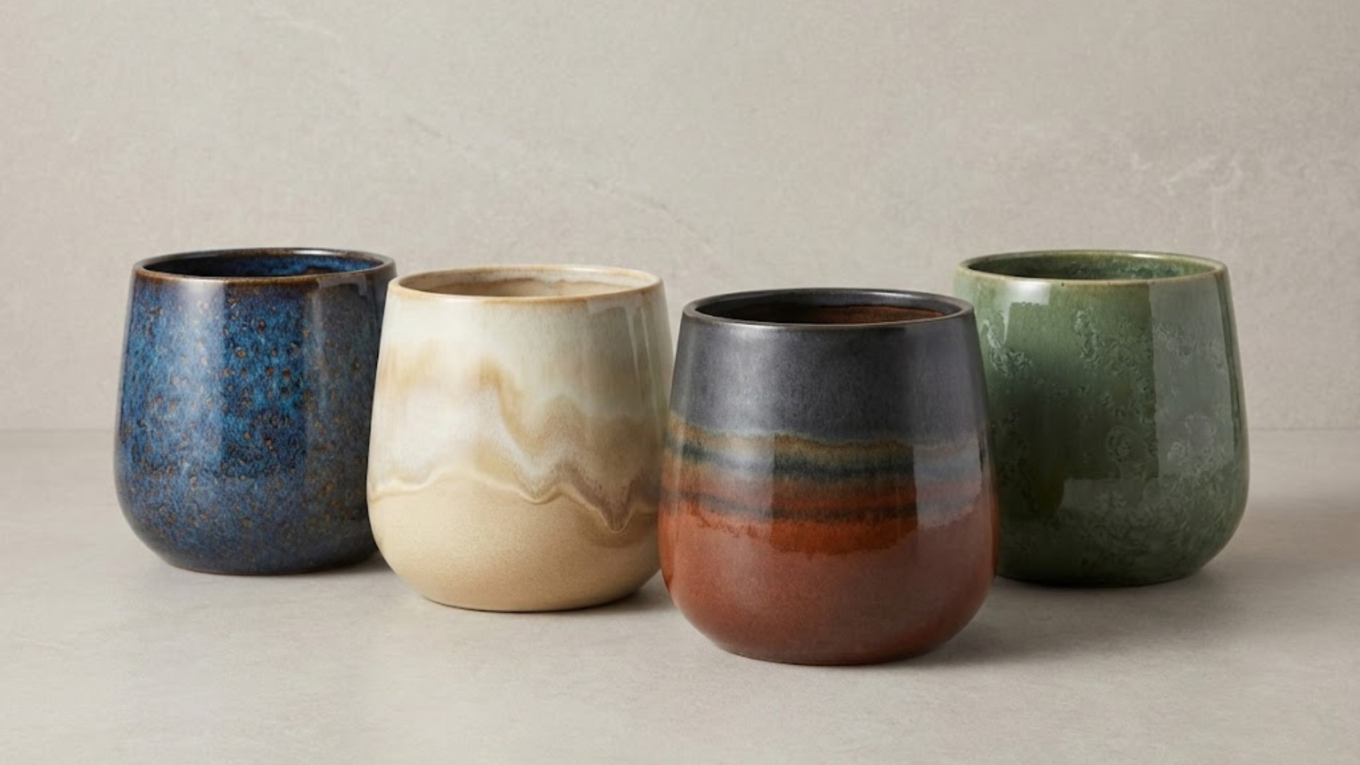 Ceramic planters presented as collection references